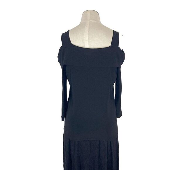 Clara Sun Woo XS Black Cold Shoulder Top Art To Wear Lagenlook - Picture 7 of 7